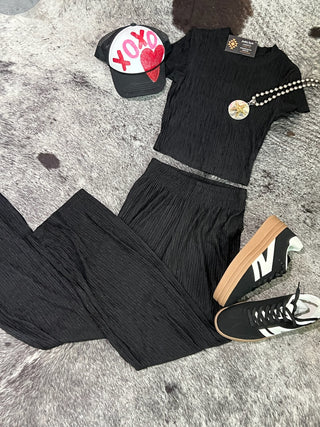 Crinkle Plisse Short Sleeve Set