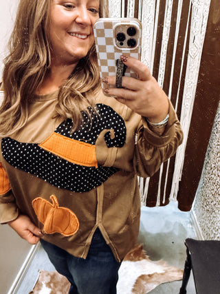 Camel Halloween patchwork sweatshirt with crew neck, gathered cuffs and curved hem, photo 6
