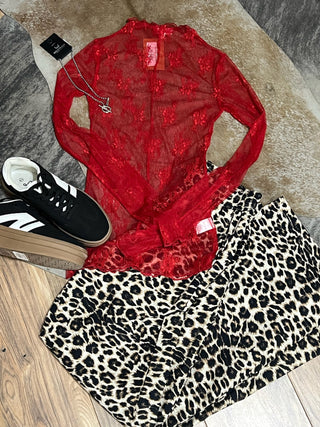 Red Mesh Long Sleeve