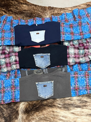 Plaid Banded Pullover