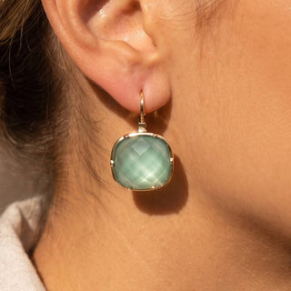 Faceted Cushion Stone Leverback Drop Earrings