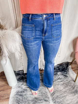 High rise front patch flare jeans - Jayden Layne