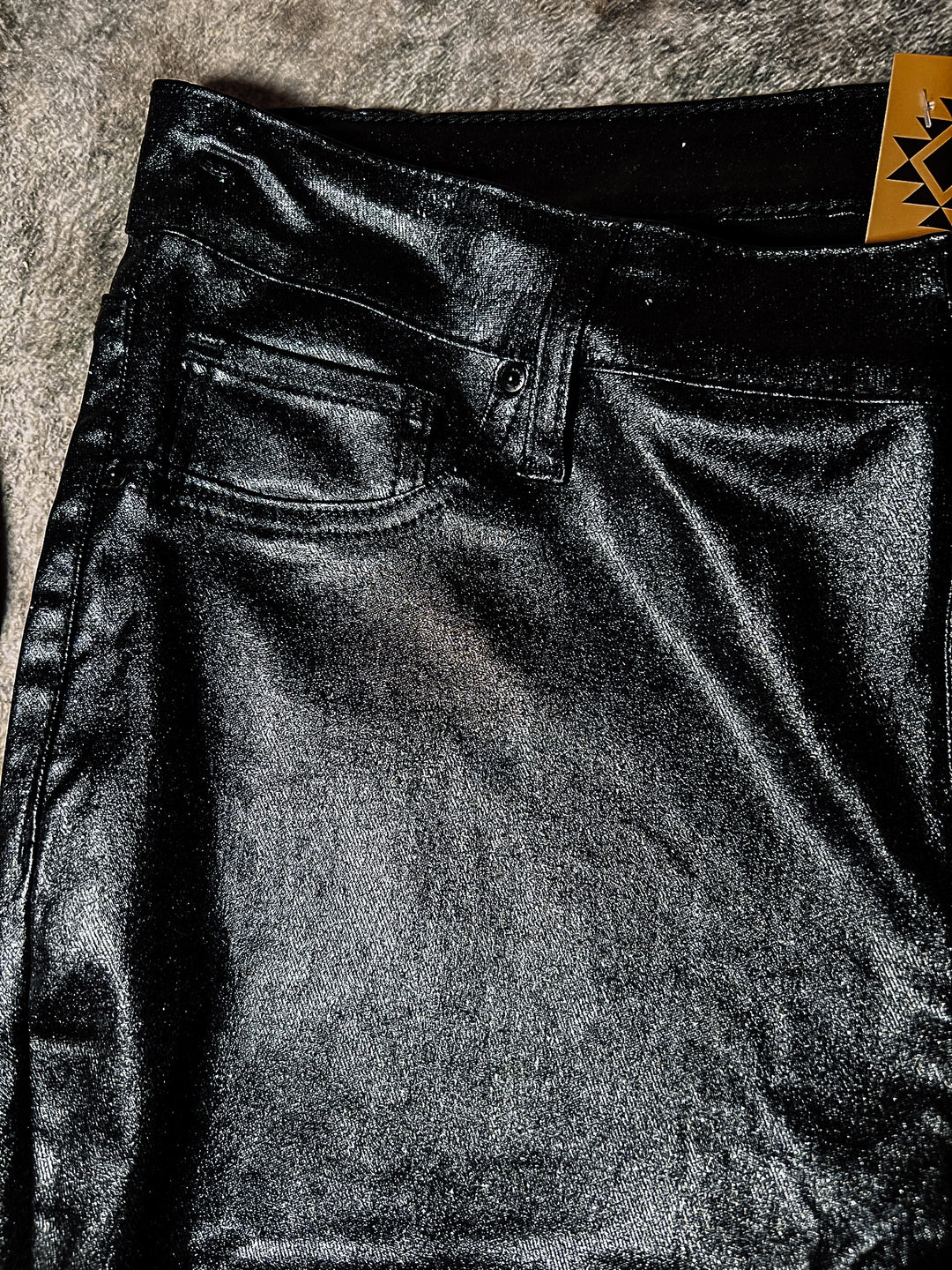 Black High Rise Metallic Skinny Jean