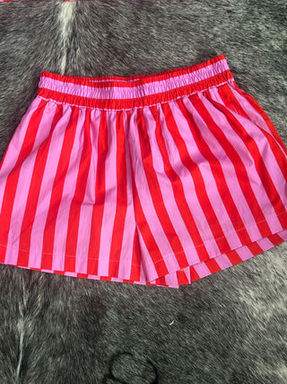 Striped Elastic Waist Cotton Shorts
