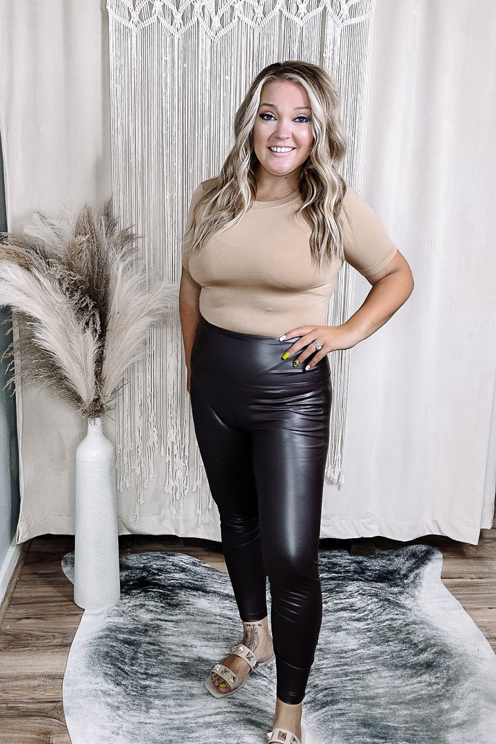Chocolate Joey High Rise Faux Leather Leggings