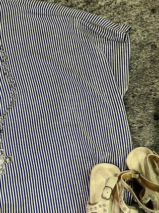 Ribbed Striped Oversized Short Sleeve Top