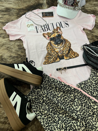 Frannie Fabulous Frenchie Rhinestone Glam Dog Graphic Tee