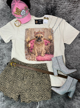 Rhinestone Royal French Bulldog Portrait Graphic Tee