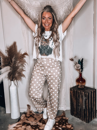 Polka Dot High Rise Straight Leg Pants