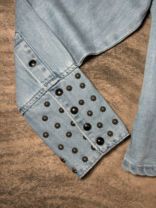 Studded denim button down shirt