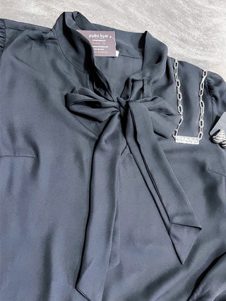 Black necktie long sleeve top