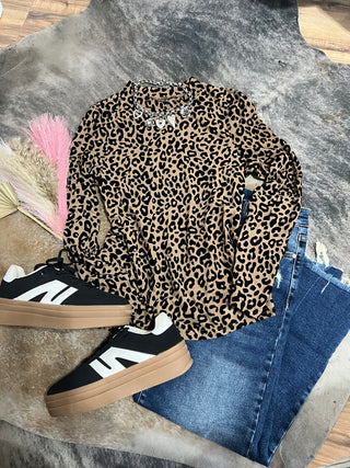 Sheer Mesh Mock Neck Top