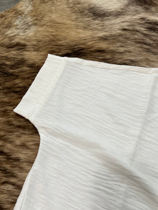 Woven Airflow V-Neck Short Sleeve Top — White