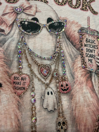 Pink Spooky Blingy Rhinestone Graphic Tee