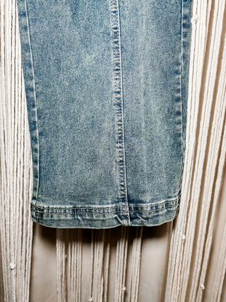 High rise cargo jeans