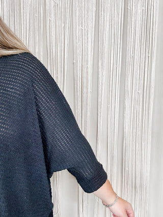 Curvy 3/4 Sleeve Jacquard Sweater