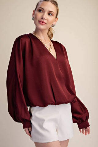 V-Neck Wrap Longsleeve Blouse
