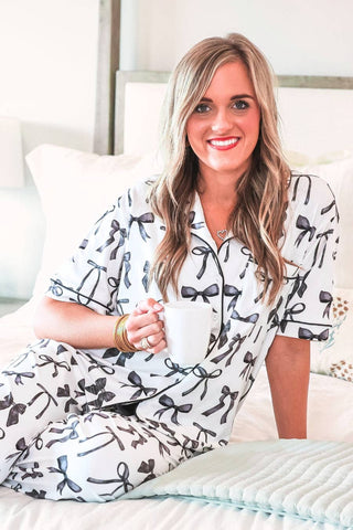 Midnight Bow Pant Ruffle Pajama Set