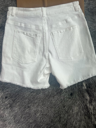 High Rise Basic Mineral Washed Colored Denim Shorts