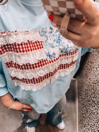 Flag Patchwork Open Seam French Terry Top