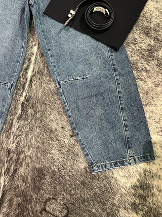 Cropped Denim Barrel Jeans