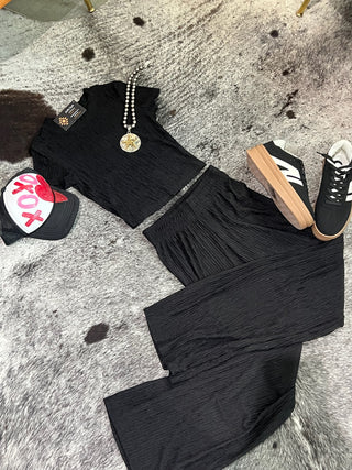 Crinkle Plisse Short Sleeve Set