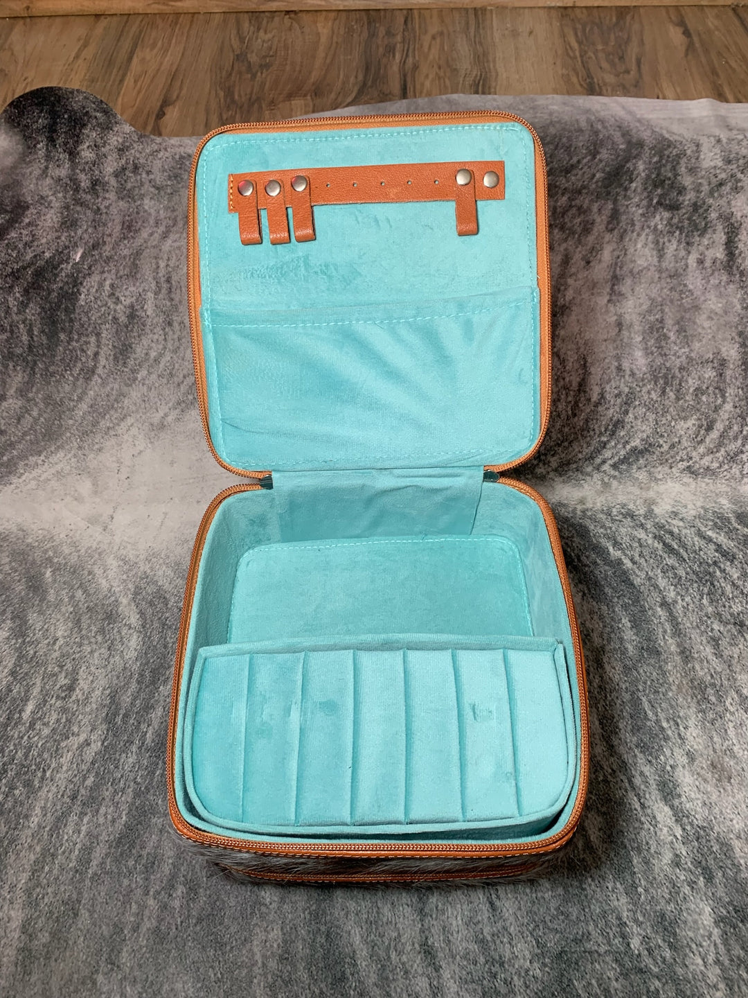 Large Hair On Hide Leather Jewelry Box