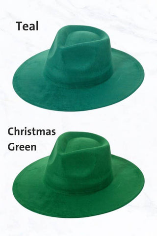 Suede Large Eaves Teardrop Top Fedora Hat