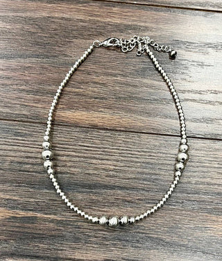 Handmade Silver Navajo Bead Necklace