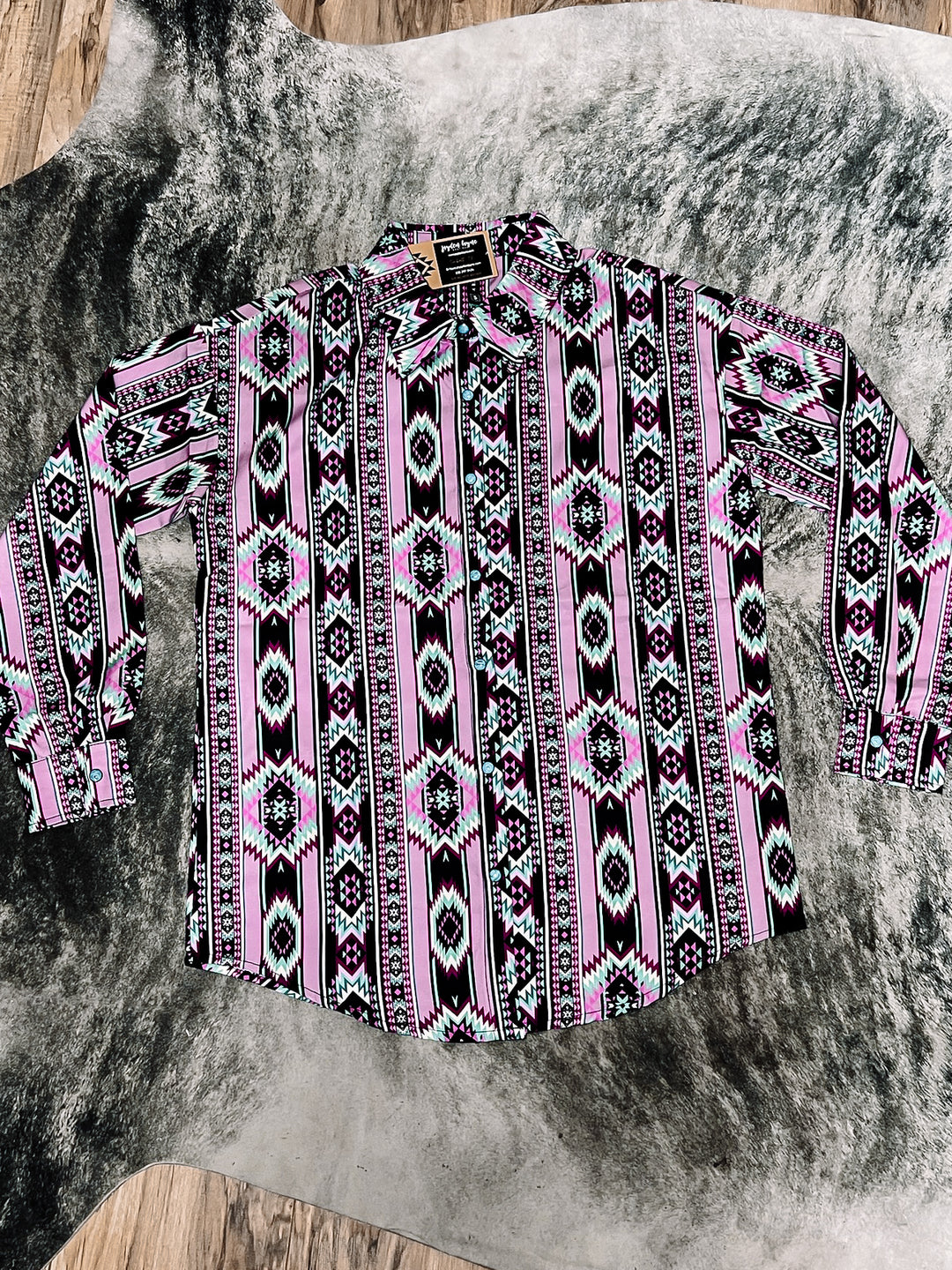 Shay Purple Aztec Snap Shirt