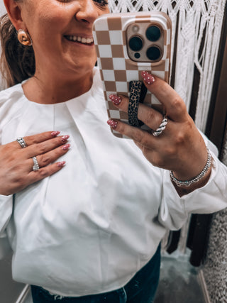 White Balloon Poplin Top