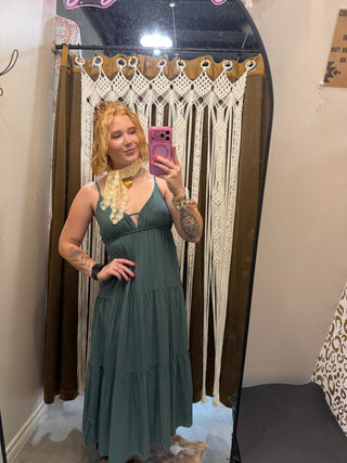 Woven Sweetheart Neckline Tiered Cami Midi Dress — Ash Jade