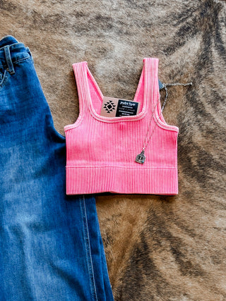 Reversible washed cropped tank top