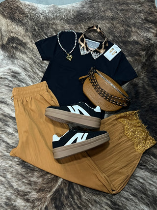 Boho Lace Trim Barrel Balloon Pants