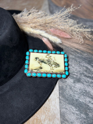 Vintage rodeo turquoise stone buckles
