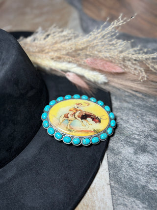 Vintage rodeo turquoise stone buckles