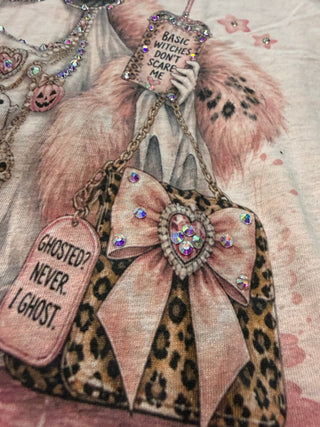 Pink Spooky Blingy Rhinestone Graphic Tee