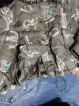 Green Quilted Western Jacket