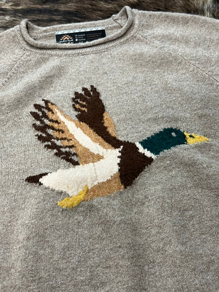 Mallard in Flight Duck Graphic Raglan Sweater - Mocha