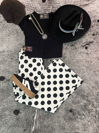 Ivory Polkadot Denim Pants