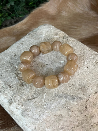 Acrylic beaded bracelet with irregular square and round beads