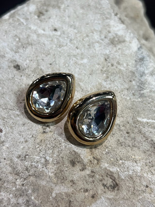 Large Teardrop Crystal Stud Earrings