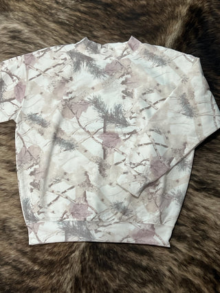 Pink Camo Oversized Mockneck Pullover