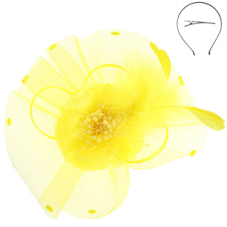 Floral Feathered Loopy Bow Organza Fascinator