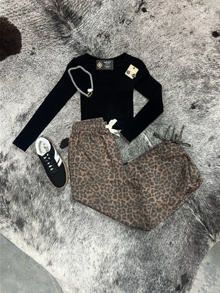 Leopard Print Balloon Style Pull Up Pants