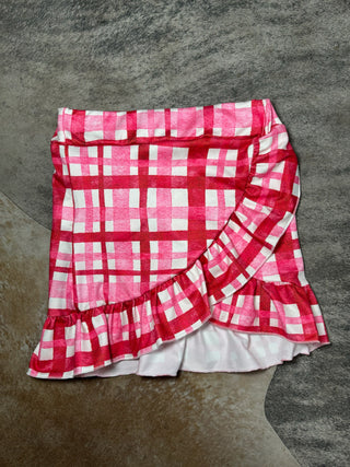 Girl’s plaid crossover skirt