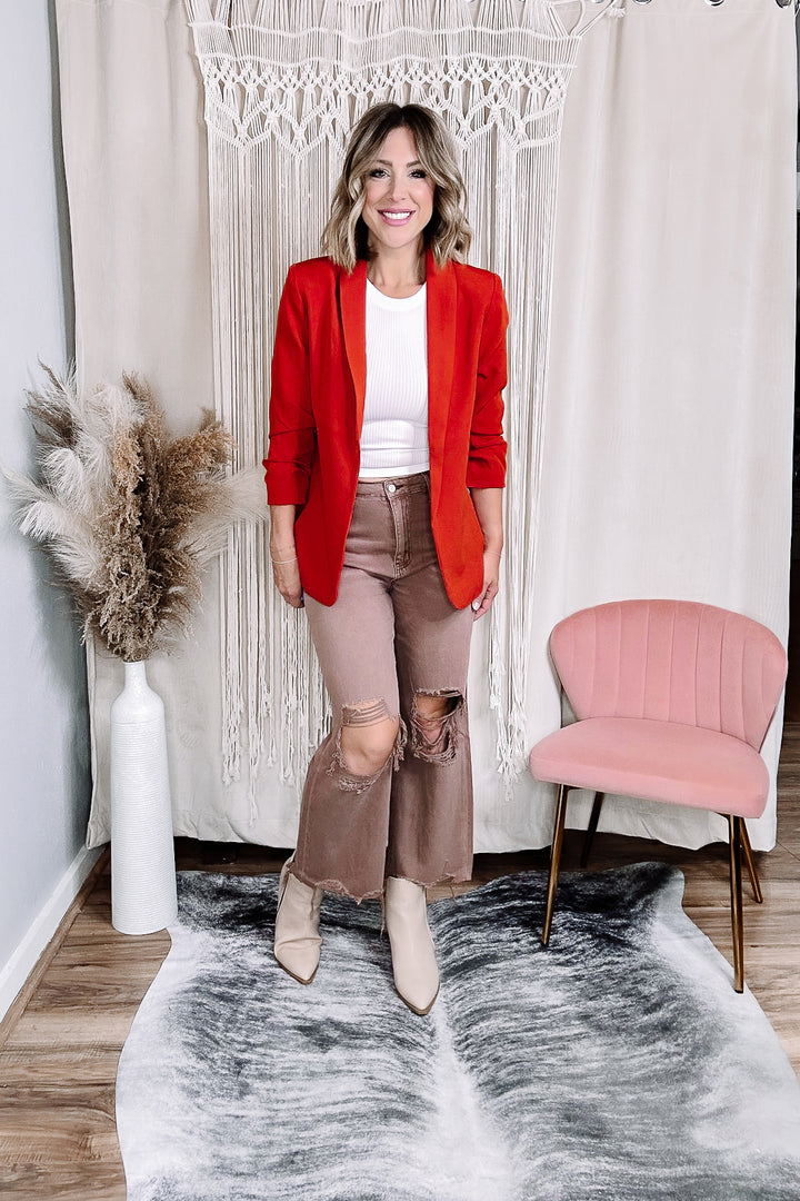 Copper Dylan Ruched Sleeve Blazer