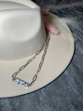 Rectangle Hammered Silver Necklace - Jayden Layne