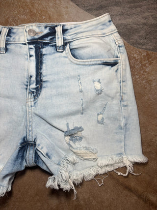 Acid wash denim shorts
