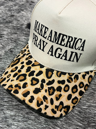 Make America Pray Again Hat | Camo & Leopard Two-Tone Bill Cap